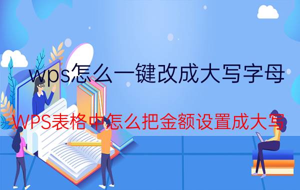 wps怎么一键改成大写字母 WPS表格中怎么把金额设置成大写？